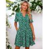 image:imageBerydress Womens Summer Dresses with Pockets 2026 Short Sleeve V Neck Casual Tiered Ruffle Babydoll Flowy Mini Sun DressGreen Floral