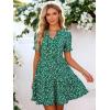 image:imageBerydress Womens Summer Dresses with Pockets 2026 Short Sleeve V Neck Casual Tiered Ruffle Babydoll Flowy Mini Sun DressGreen Floral