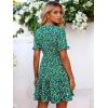 image:imageBerydress Womens Summer Dresses with Pockets 2026 Short Sleeve V Neck Casual Tiered Ruffle Babydoll Flowy Mini Sun DressGreen Floral