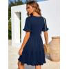 image:imageBerydress Womens Summer Dresses with Pockets 2026 Short Sleeve V Neck Casual Tiered Ruffle Babydoll Flowy Mini Sun DressNavy Blue