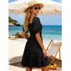 image:imageBerydress Womens Summer Smocked Sun Dress with Pockets 2026 Square Neck Short Sleeve Ruffle Boho Beach Vacation DressesBlack