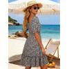 image:imageBerydress Womens Summer Smocked Sun Dress with Pockets 2026 Square Neck Short Sleeve Ruffle Boho Beach Vacation DressesBlack Floral