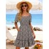 image:imageBerydress Womens Summer Smocked Sun Dress with Pockets 2026 Square Neck Short Sleeve Ruffle Boho Beach Vacation DressesBlack Floral
