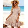 image:imageBerydress Womens Summer Smocked Sun Dress with Pockets 2026 Square Neck Short Sleeve Ruffle Boho Beach Vacation DressesPink Floral