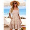 image:imageBerydress Womens Summer Smocked Sun Dress with Pockets 2026 Square Neck Short Sleeve Ruffle Boho Beach Vacation DressesPink Floral