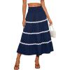 image:imageBerydress Smocked Boho Maxi Skirts for Women 2026 Elastic High Waisted Flowy A Line Ruffle Casual Summer Boho Long SkirtNavy Blue
