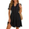 image:imageBerydress Womens Summer Dresses with Pockets 2026 Short Sleeve V Neck Casual Tiered Ruffle Babydoll Flowy Mini Sun DressBlack