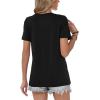 image:imageWomens Tops Casual Basic Short Sleeve T Shirts Business Summer Outfits Trendy Round Neck Pleated BlousesA Black