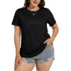image:imageWomens Tops Casual Basic Short Sleeve T Shirts Business Summer Outfits Trendy Round Neck Pleated BlousesA Black