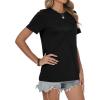 image:imageWomens Tops Casual Basic Short Sleeve T Shirts Business Summer Outfits Trendy Round Neck Pleated BlousesA Black