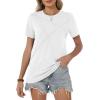 image:imageWomens Tops Casual Basic Short Sleeve T Shirts Business Summer Outfits Trendy Round Neck Pleated BlousesA White