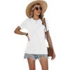 image:imageWomens Tops Casual Basic Short Sleeve T Shirts Business Summer Outfits Trendy Round Neck Pleated BlousesA White
