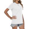 image:imageWomens Tops Casual Basic Short Sleeve T Shirts Business Summer Outfits Trendy Round Neck Pleated BlousesA White