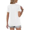 image:imageWomens Tops Casual Basic Short Sleeve T Shirts Business Summer Outfits Trendy Round Neck Pleated BlousesA White