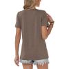 image:imageWomens Tops Casual Basic Short Sleeve T Shirts Business Summer Outfits Trendy Round Neck Pleated BlousesCoffee Grey