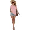 image:imageWomens Tops Casual Basic Short Sleeve T Shirts Business Summer Outfits Trendy Round Neck Pleated BlousesCoral Pink