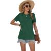 image:imageWomens Tops Casual Basic Short Sleeve T Shirts Business Summer Outfits Trendy Round Neck Pleated BlousesDark Green