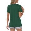 image:imageWomens Tops Casual Basic Short Sleeve T Shirts Business Summer Outfits Trendy Round Neck Pleated BlousesDark Green