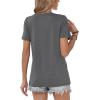 image:imageWomens Tops Casual Basic Short Sleeve T Shirts Business Summer Outfits Trendy Round Neck Pleated BlousesGrey