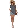 image:imageWomens Tops Casual Basic Short Sleeve T Shirts Business Summer Outfits Trendy Round Neck Pleated BlousesGrey
