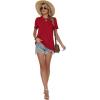 image:imageWomens Tops Casual Basic Short Sleeve T Shirts Business Summer Outfits Trendy Round Neck Pleated BlousesRed