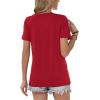image:imageWomens Tops Casual Basic Short Sleeve T Shirts Business Summer Outfits Trendy Round Neck Pleated BlousesRed