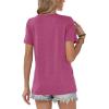 image:imageWomens Tops Casual Basic Short Sleeve T Shirts Business Summer Outfits Trendy Round Neck Pleated BlousesRose Red