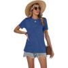 image:imageWomens Tops Casual Basic Short Sleeve T Shirts Business Summer Outfits Trendy Round Neck Pleated BlousesRoyal Blue