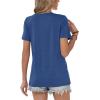 image:imageWomens Tops Casual Basic Short Sleeve T Shirts Business Summer Outfits Trendy Round Neck Pleated BlousesRoyal Blue