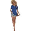 image:imageWomens Tops Casual Basic Short Sleeve T Shirts Business Summer Outfits Trendy Round Neck Pleated BlousesRoyal Blue