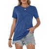 image:imageWomens Tops Casual Basic Short Sleeve T Shirts Business Summer Outfits Trendy Round Neck Pleated BlousesRoyal Blue