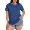 image:imageWomens Tops Casual Basic Short Sleeve T Shirts Business Summer Outfits Trendy Round Neck Pleated BlousesRoyal Blue