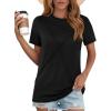 image:imageWomens Tops Casual Basic Short Sleeve T Shirts Business Summer Outfits Trendy Round Neck Pleated BlousesA Black