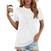 image:imageWomens Tops Casual Basic Short Sleeve T Shirts Business Summer Outfits Trendy Round Neck Pleated BlousesA White