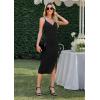 image:imageWEACZZY Cocktail Dresses for Women V Neck Spaghetti Straps Bodycon Dress Party Midi DressBlack