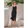 image:imageWEACZZY Cocktail Dresses for Women V Neck Spaghetti Straps Bodycon Dress Party Midi DressBlack