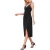 image:imageWEACZZY Cocktail Dresses for Women V Neck Spaghetti Straps Bodycon Dress Party Midi DressBlack