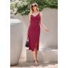 image:imageWEACZZY Cocktail Dresses for Women V Neck Spaghetti Straps Bodycon Dress Party Midi DressWine Red