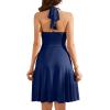 image:imageWEACZZY Summer Dresses for Women 2026 Beach Mini Swing Dress Halter V Neck Sleeveless Backless Sundresses with Pockets02 Navy Blue