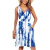 image:imageWEACZZY Summer Womens Dresses V Neck Wrap Sundress Sleeveless Flowy Tank Dress for Beach Holiday with PocketsBlue Tie Dye