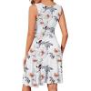 image:imageWEACZZY Summer Womens Dresses V Neck Wrap Sundress Sleeveless Flowy Tank Dress for Beach Holiday with PocketsGray Leaved Peony