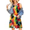 image:imageWEACZZY Women Summer Casual Swing T Shirt Dresses Beach Cover up Loose DressYh Abstract Flowers