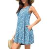 image:imageWEACZZY Women Summer Casual Swing T Shirt Dresses Beach Cover up Loose DressYh Blue Daisy