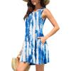 image:imageWEACZZY Women Summer Casual Swing T Shirt Dresses Beach Cover up Loose DressYh Blue Tie Dye