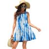 image:imageWEACZZY Women Summer Casual Swing T Shirt Dresses Beach Cover up Loose DressYh Blue Tie Dye