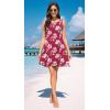 image:imageWEACZZY Women Summer Casual Swing T Shirt Dresses Beach Cover up Loose DressYh Red White Flower
