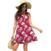 image:imageWEACZZY Women Summer Casual Swing T Shirt Dresses Beach Cover up Loose DressYh Red White Flower