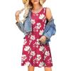 image:imageWEACZZY Women Summer Casual Swing T Shirt Dresses Beach Cover up Loose DressYh Red White Flower