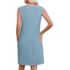 image:imageWEACZZY Women Summer V Neck Sleeveless Dress Casual Loose Vacation Sundress Elegant with Split Beach Dresses 2026Denim Blue
