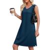 image:imageWEACZZY Women Summer V Neck Sleeveless Dress Casual Loose Vacation Sundress Elegant with Split Beach Dresses 2026Navy Blue